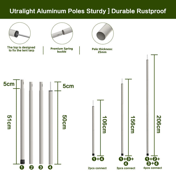 GEEDIAR Hammock Rain Fly Tent Tarp 300 x 300cm - PU3000MM-Anti-UV, Lightweight Waterproof Camping Shelter for Outdoor, Travel, Sunshade, Rain, Hammock - Poles Not Included (Dark Green)