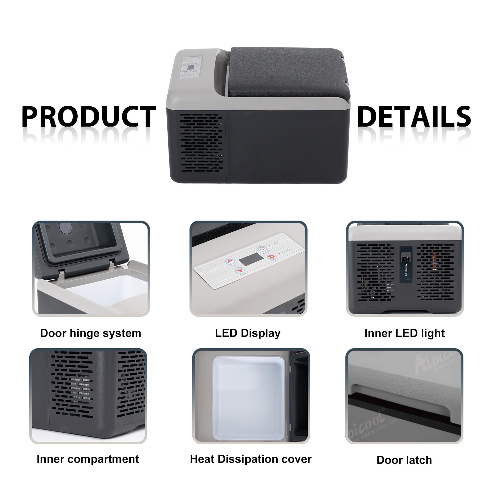 Alpicool C9PT 9L Compressor Car Fridge Freezer, DC 12v Camping Refrigerator, Portable Mini Cool Box for TruckCampervanRVBoat, -20℃ to 20℃(Black)