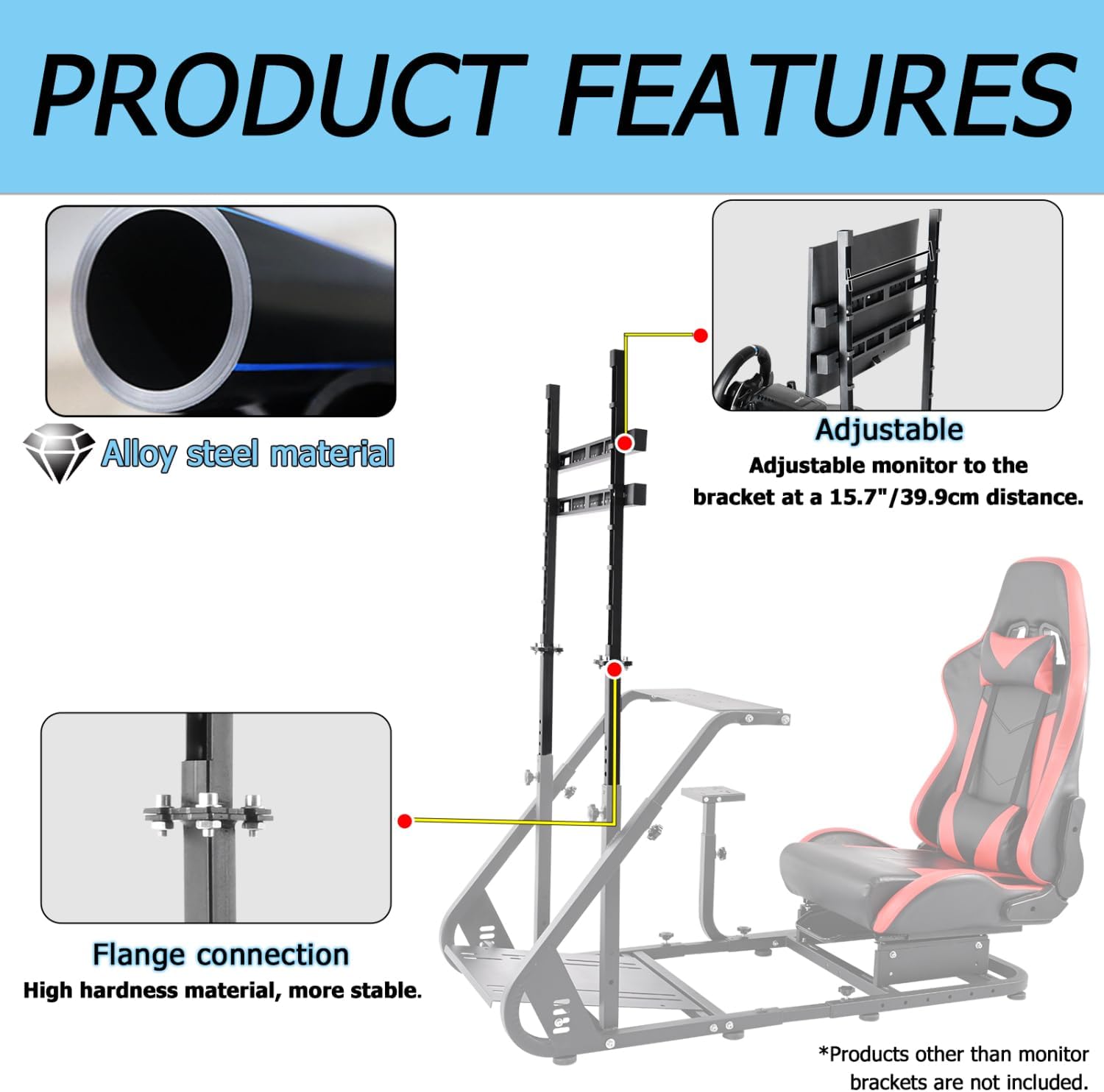 Anman Racing Simulator Cockpit Stand Display Stand Accessories Fit for Logitech G25 G27 G29 G920 G923 Thrustmaster Fanatec, Monitor Mount Not Included Monitor