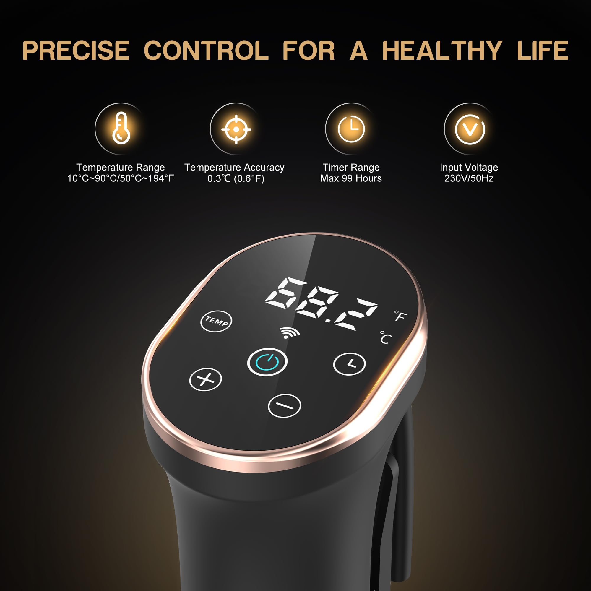 Karinear WIFI Sous Vide Kit Set with Extractor Pump Sealed Bag Clip with Temperature Time LED Stainless Steel Precision Cooker Immersion Circulator