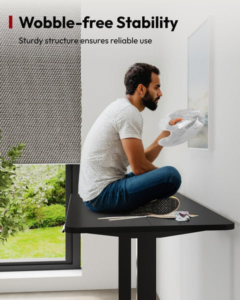 SANODESK QS1+140 * 60 Electric Standing Desk Height Adjustable Standing Desk With Memory Smart Panel Sit Stand Table With Hooks and Cupholder for Home Office （Black Frame+ Black Desktop）