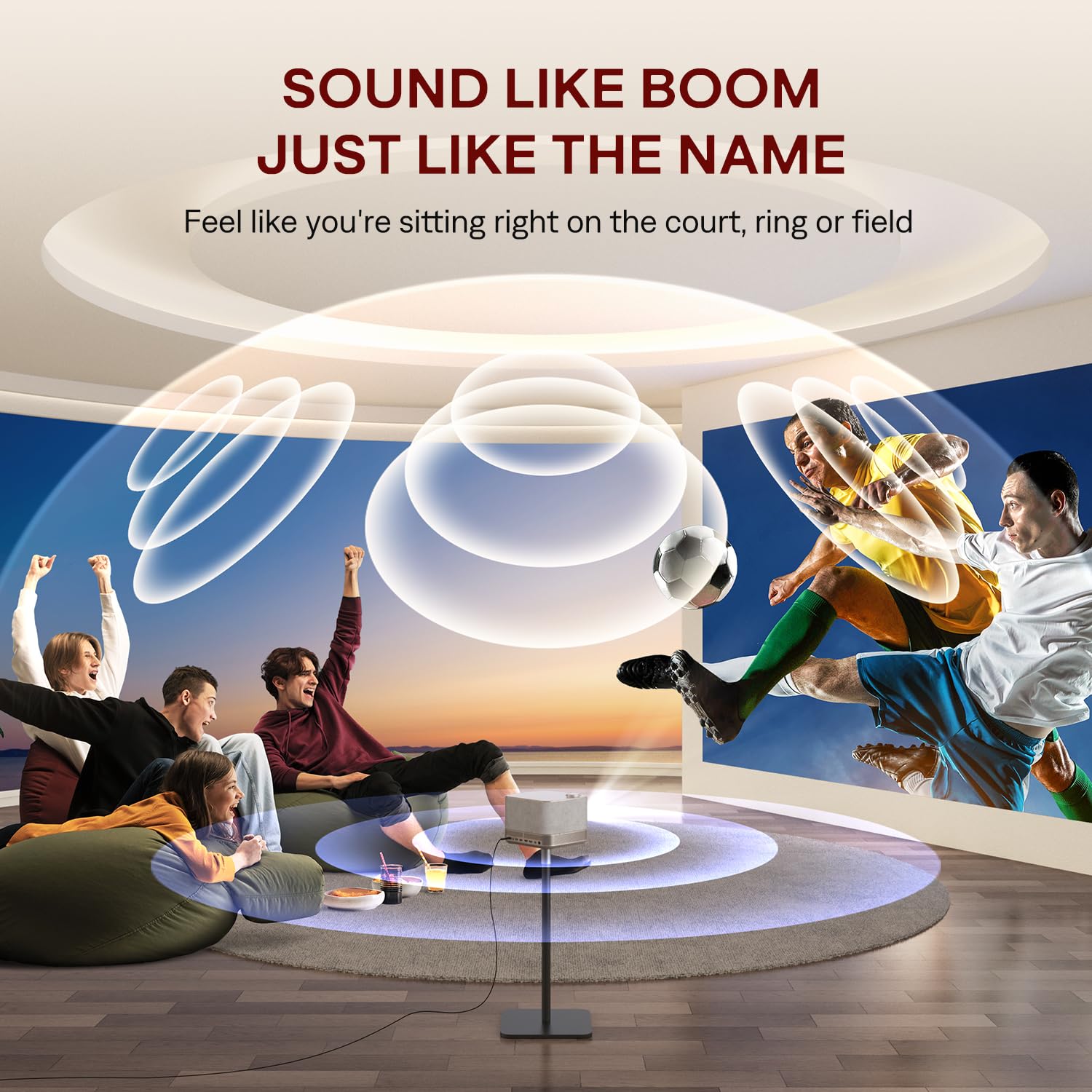 NetfIix Officially & DoIby Audio,AURZEN 4K Supported Smart Projector with Auto Focus & Keystone, +100% Lumens, HDR 10 60Hz WiFi Bluetooth Outdoor Projector for Smartphone/USB/HDMI/USB