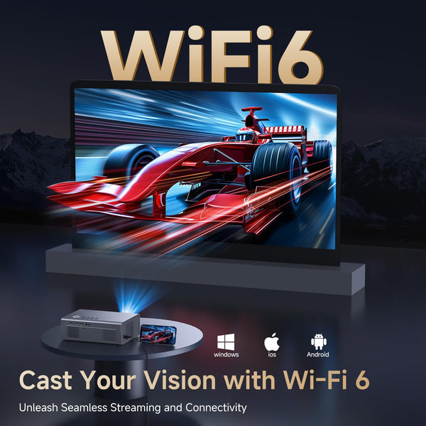 4K Smart Projector for Bedroom with Netflix Smart OS & HDR10 | KOGATA AI Auto Focus, 6D Keystone, WiFi 6 & Bluetooth 5.3 | Outdoor & Indoor Home Cinema Projectors