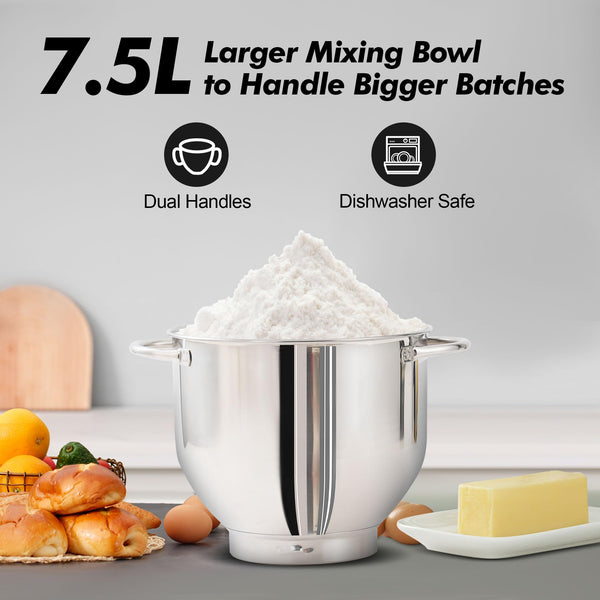 Aucma Stand Mixer, 6.2L Food Mixers for Baking, Electric Kitchen Mixers with Bowl, Dough Hook, Wire Whip & Beater (6.2L, Black)