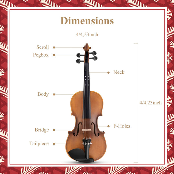 Eastar 3/4 Violin Set Fiddle for Beginners with Hard Case, Rosin, Shoulder Rest, Bow, and Extra Strings (Imprinted Finger Guide on Fingerboard)， EVA-3