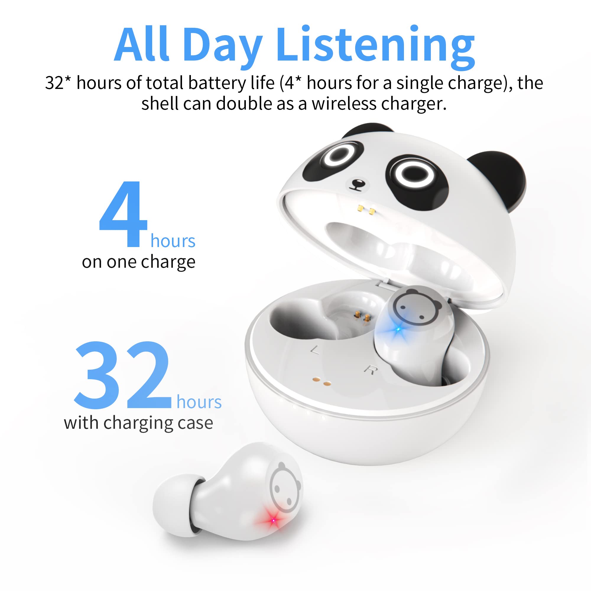 Earbuds for Kids Cute Design in-Ear Wireless Earphones for Kids Boys Adult Bluetooth 5.3 Waterproof Sport Stereo Headphones with Mic for Phone