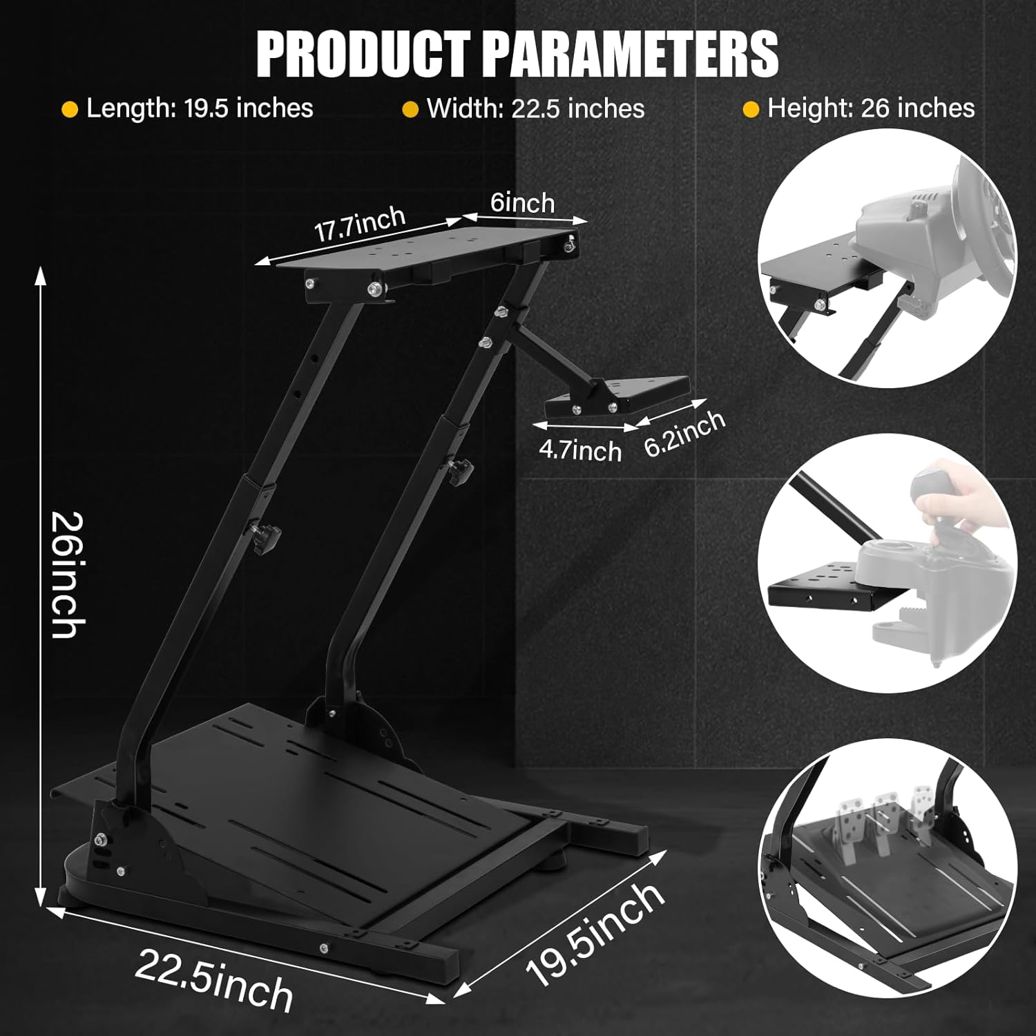 VELPAX Steering Wheel Stand, Height Adjustable Racing Wheel Stand, Wheel Stand Compatible with Logitech G25 G27 G29 G920, GT Racing Simulator Wheel Stand, Wheel Support and Pedal not Included