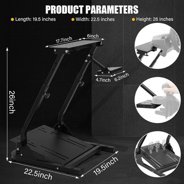 VELPAX Steering Wheel Stand, Height Adjustable Racing Wheel Stand, Wheel Stand Compatible with Logitech G25 G27 G29 G920, GT Racing Simulator Wheel Stand, Wheel Support and Pedal not Included