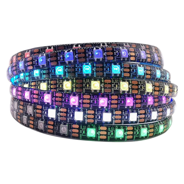 LOAMLIN WS2812B Individually Addressable RGB LED Strip 16.4FT 5050SMD Smart Flexible Dream Full Color 60Pixels/m Black PCB Light IP65 Waterproof DC5V