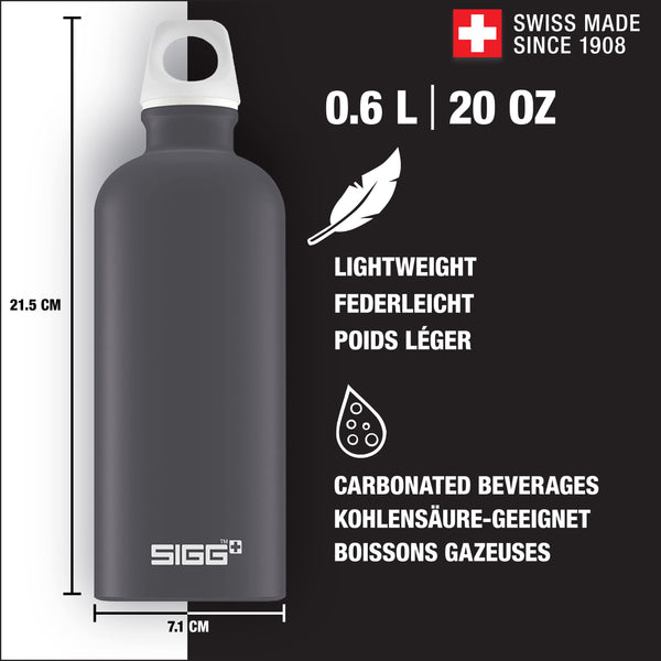 Sigg - Aluminum Water Bottle - Traveller - Climate Neutral Certified - Suitable For Carbonated Beverages - Leakproof & Lightweight - BPA Free - 0.6L / 1L/ 1.5L