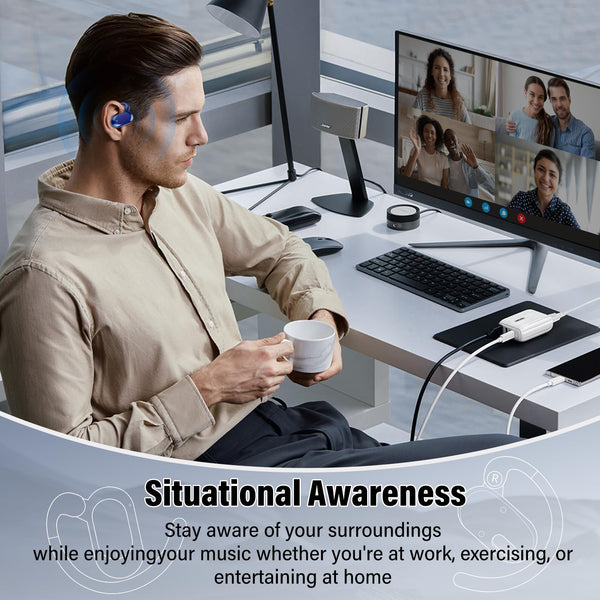 STECEi Open Ear Headphones, Bluetooth 5.4 Wireless Earbuds with Adjustable Ear Hooks, Powerful Sound, Air Conduction Earbuds with Mic, 36H playtime, Ultra-Comfort, IPX7 Waterproof Sports Earphones