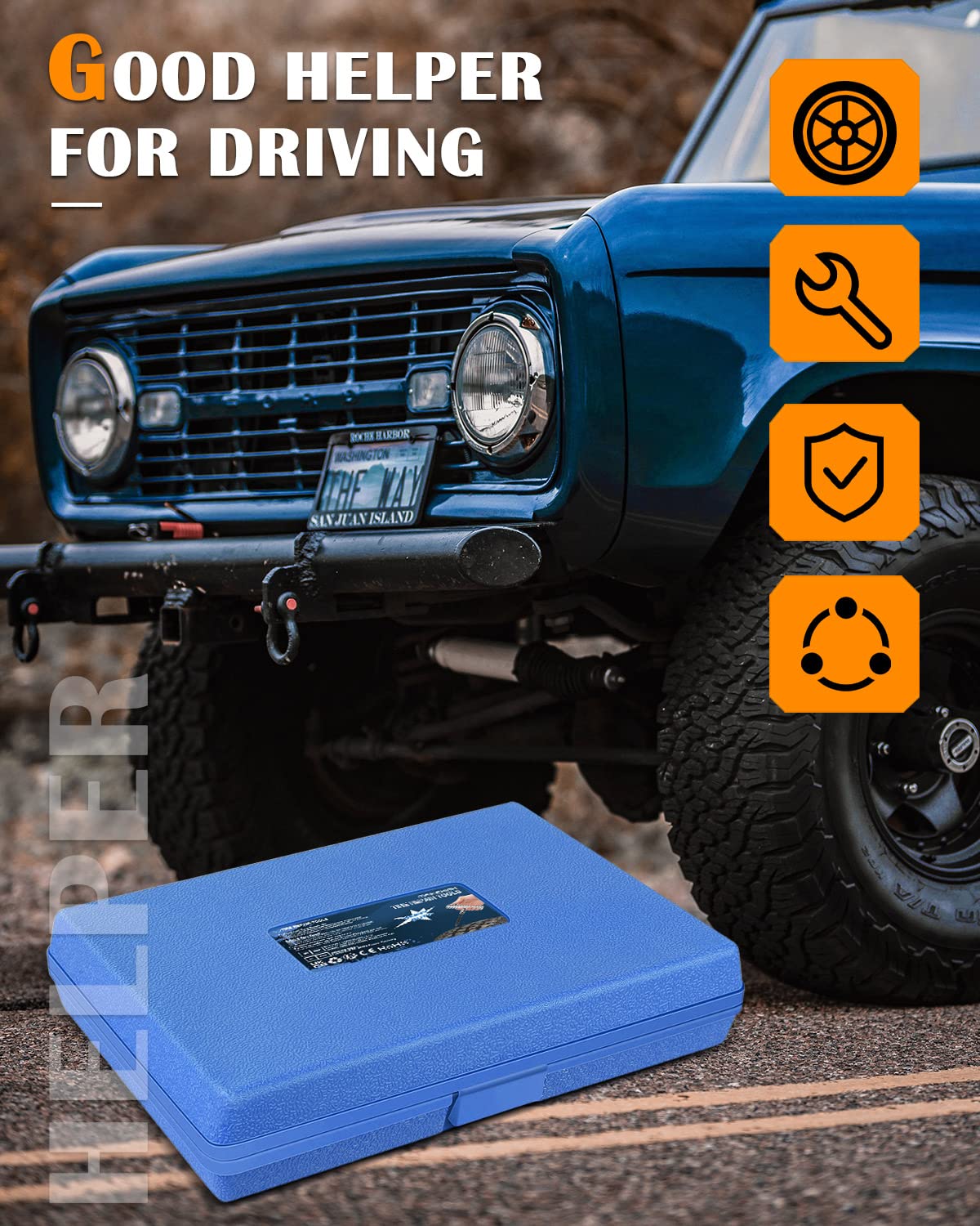 MAIKEHIGH Heavy Duty Tyre Puncture Repair Kit, 69Pcs Tubeless Car Tyre Plug Set for Auto, ATV, Truck, Tractor, Motorcycle, Off-Road (Blue)