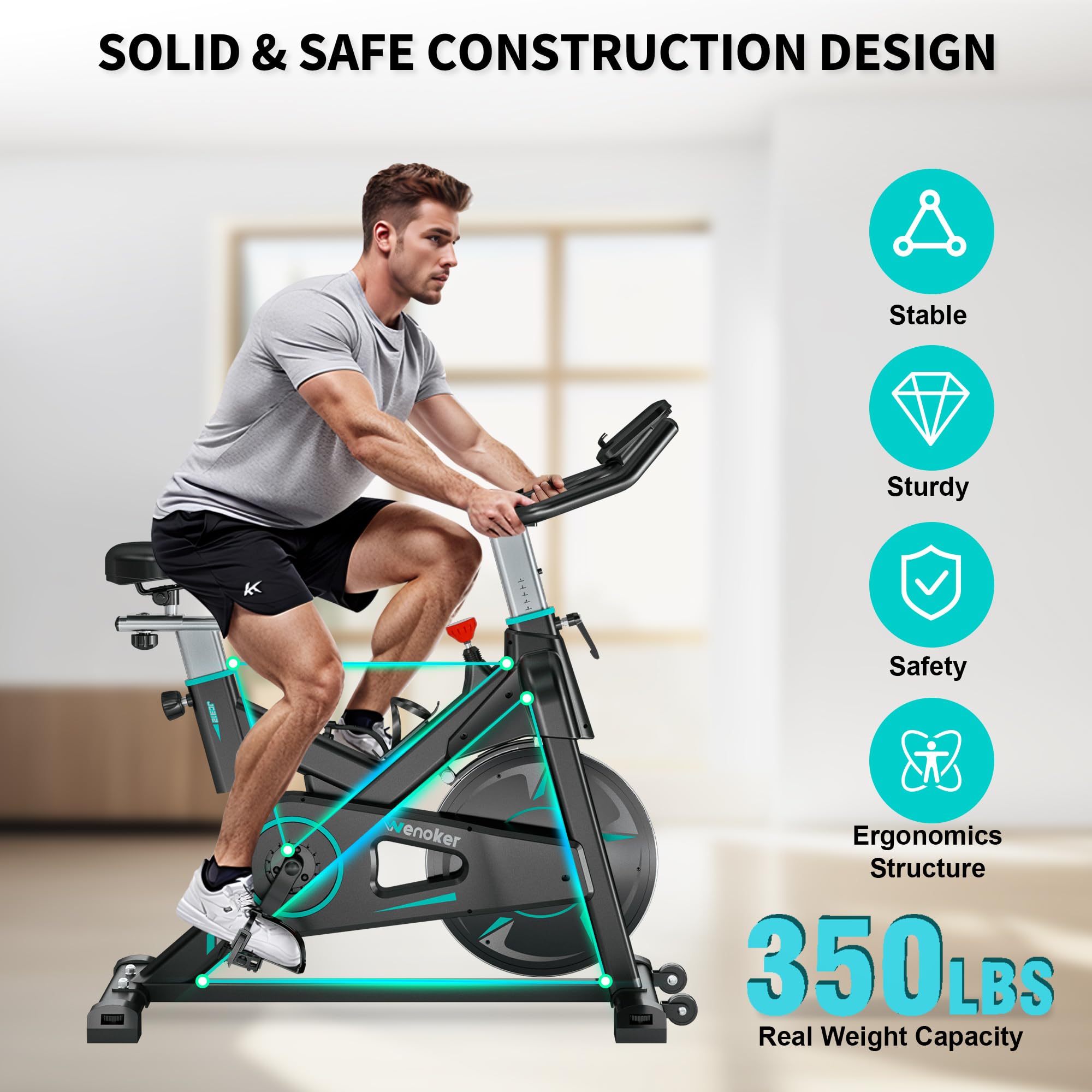 Wenoker Exercise Bike Indoor Cycling, Spin Bike Exercise Equipment for Home Gym Use with LCD Display & Tablet Holder Fitness Workout Cardio Training Machine