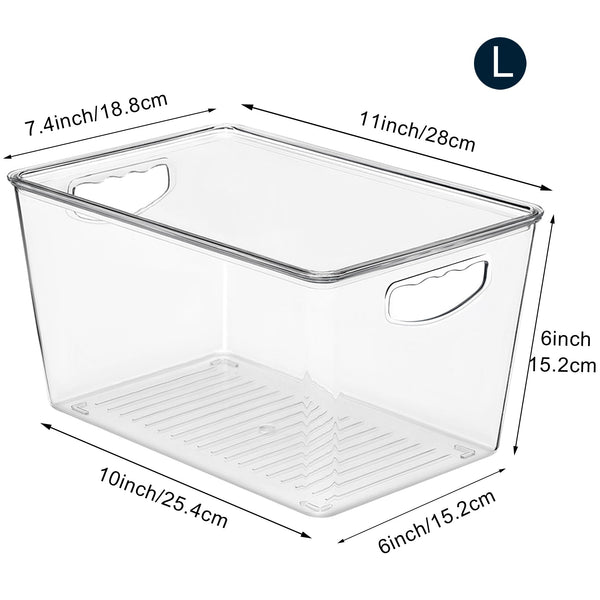 6 Pack Clear Storage Bins with Lids Stackable, Large Plastic Storage Bins with Handle for Pantry Organization and Storage, Perfect Containers for