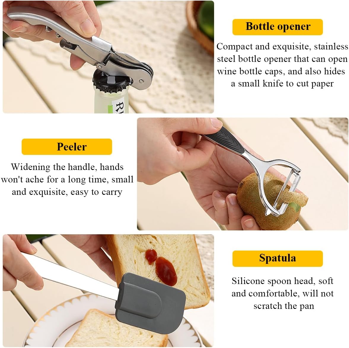 Camping Accessories, Evanda Camping Cooking Utensils, Travel Essentials, Portable Camping Kitchen Utensil Set for Travel, Picnics, RVs, Camping, BBQs, Parties