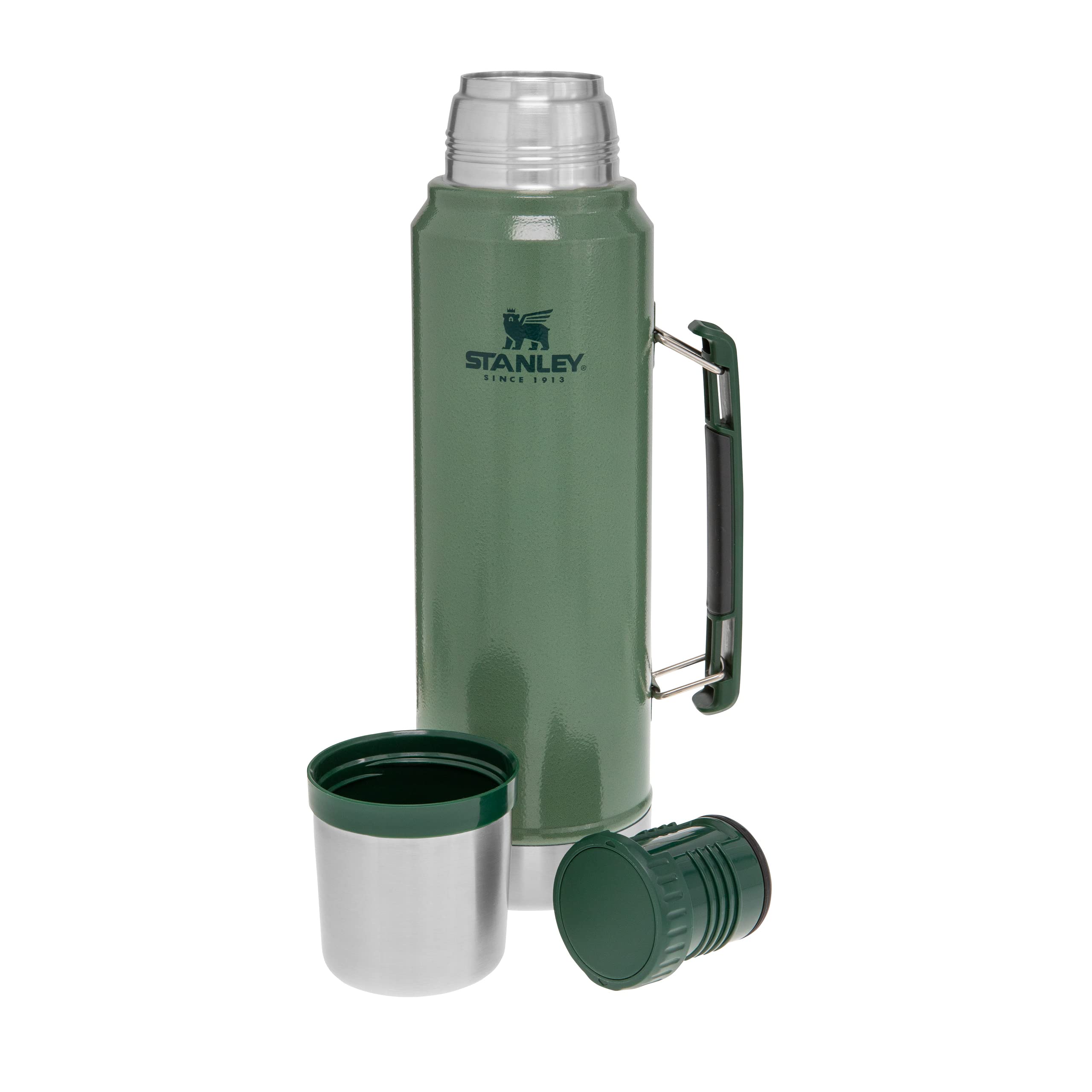 Stanley Classic Legendary Thermal Flask 1L - Keeps Hot Or Cold For 24 Hours - BPA-Free Insulated Bottle - Stainless Steel Coffee Flask - Leakproof - Dishwasher Safe - Hammertone Green