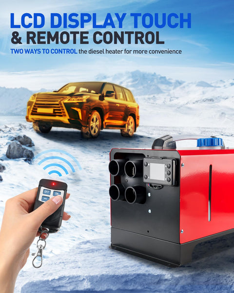 ShockFlo 12V 5KW Diesel Air Heater, All in One Parking Heater Kit with Remote Control, Silencer and LCD Display, Fast Heating, for RV Truck, Motorhomes, Boat, Bus, Car Trailer, Caravans