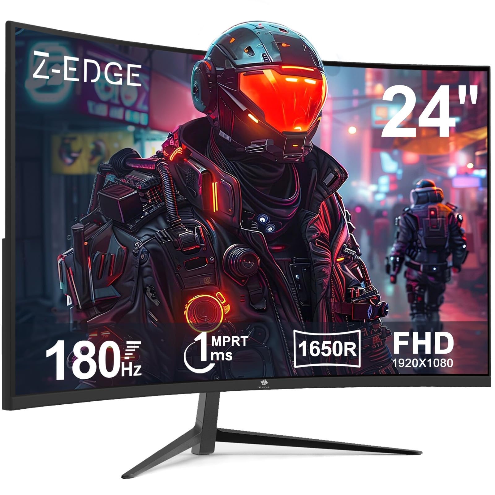 Z-Edge 24 Inch Curved Gaming Monitor 180Hz 1ms MPRT, 16:9 Full HD 1080P LED Monitor, VA Panel, 300cd/m² Brightness, FreeSync, HDMI & DisplayPort - Black