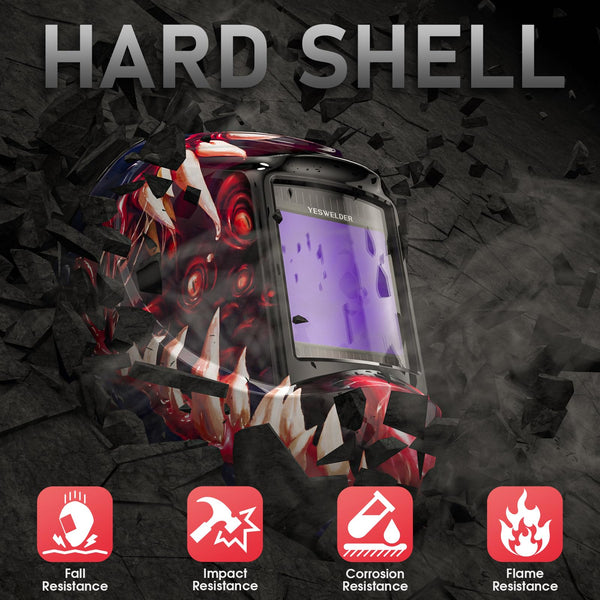 YESWELDER Welding Mask True Colour Large View 10X9cm Auto Darkening Welding Helmet Solar Powered Replaceable Battery, 4 Premium Sensors Wide Shade 4/5-9/9-13 for TIG MIG ARC CUT GRIND Welder Mask