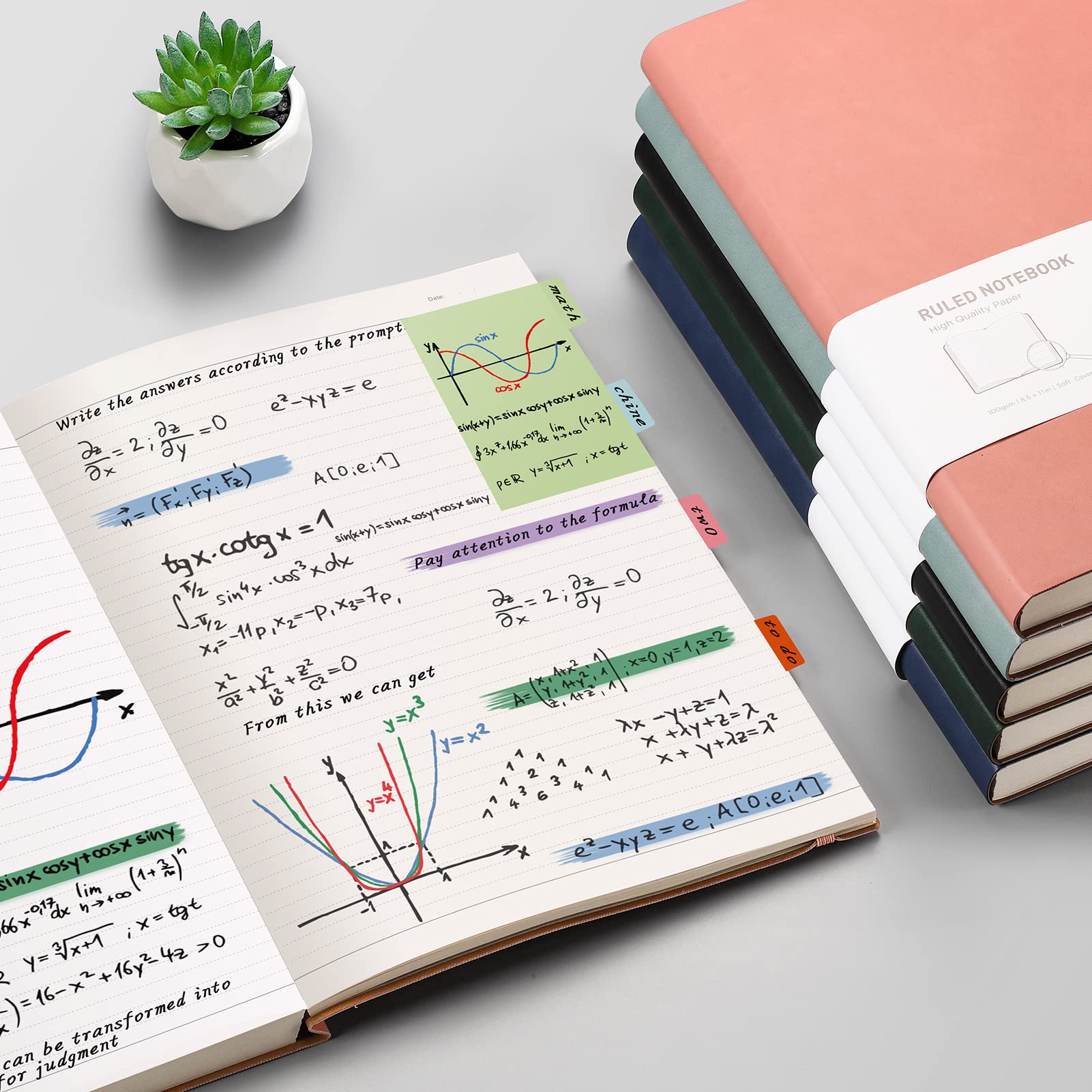 RETTACY Lined Journal Notebook - A5 Note Book Hardcover Thick Notepad 320 Numbered Pages for Writing,100gsm Lined Paper, Leather Hardcover, for Women Men Work Office School,14.5 x 21cm - Black