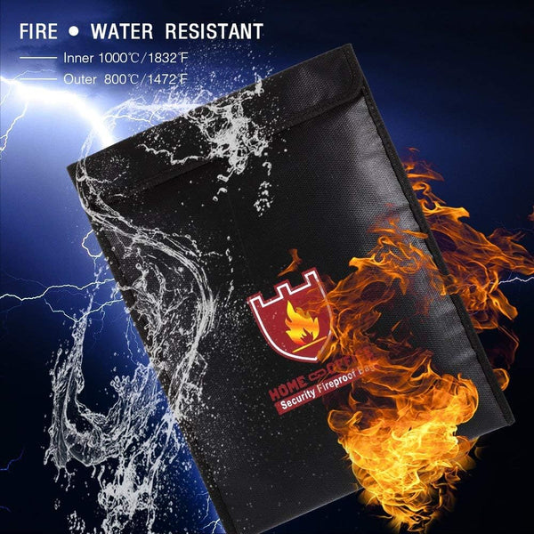 Fireproof Document Bag, 15" x 11" Solid Silicone Coated Fire Resistant & Water Resistant Money Fireproof Safe Storage for Jewelry, Zipper Closure for Maximum Protection