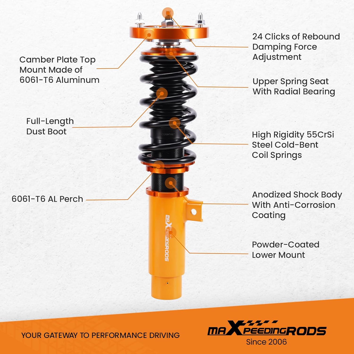 maXpeedingrods 24 Ways Adjustable Coilover Suspensions for BMW 3-Series E92 E93 325i 328i
