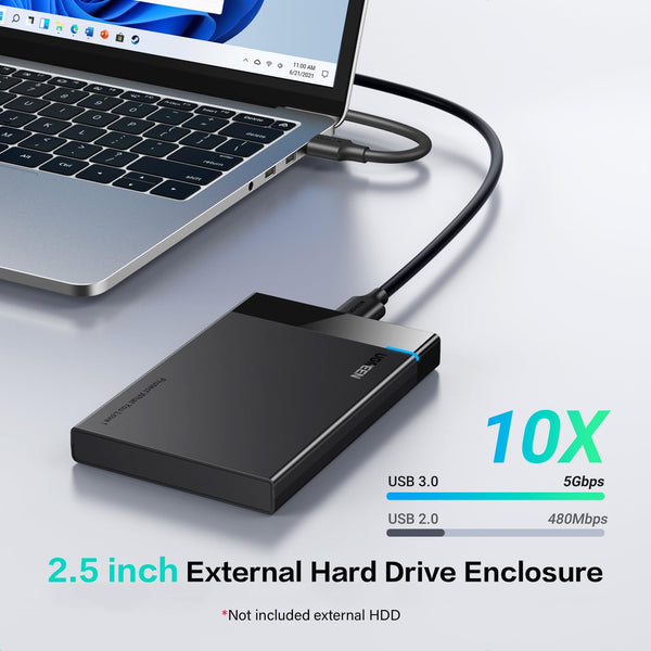 UGREEN 2.5 Inch Hard Drive Enclosure, 5Gbps SSD Enclosure, External USB 3.0 SATA HDD Caddy, SSD Reader UASP Supported, Hard Drive Caddy Compatible with 2.5 Inch SSD HDD EVO 870 WD Crucial Drive