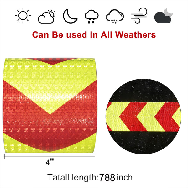XFXIA Reflective Tape - Yellow & Black, 10cm x 20m, Waterproof, Self-Adhesive Warning Tape for Vehicles, Cars, Trailers, Outdoors