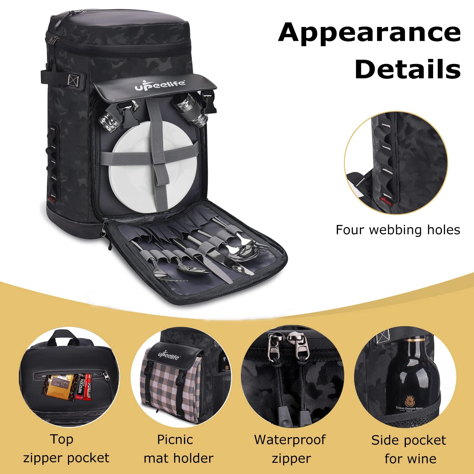 Upeelife Insulated Backpack Cooler Picnic Backpack, Cool Bag Rucksack Cooler Backpack