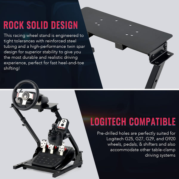 CO-Z Steering Wheel Stand, Height Adjustable Racing Wheel Stand with LED Light Strip, Foldable Gaming Simulator Cockpit Compatible with Logitech G920 G27 G25 G29 Thrustmaster T80 T150 TX F430