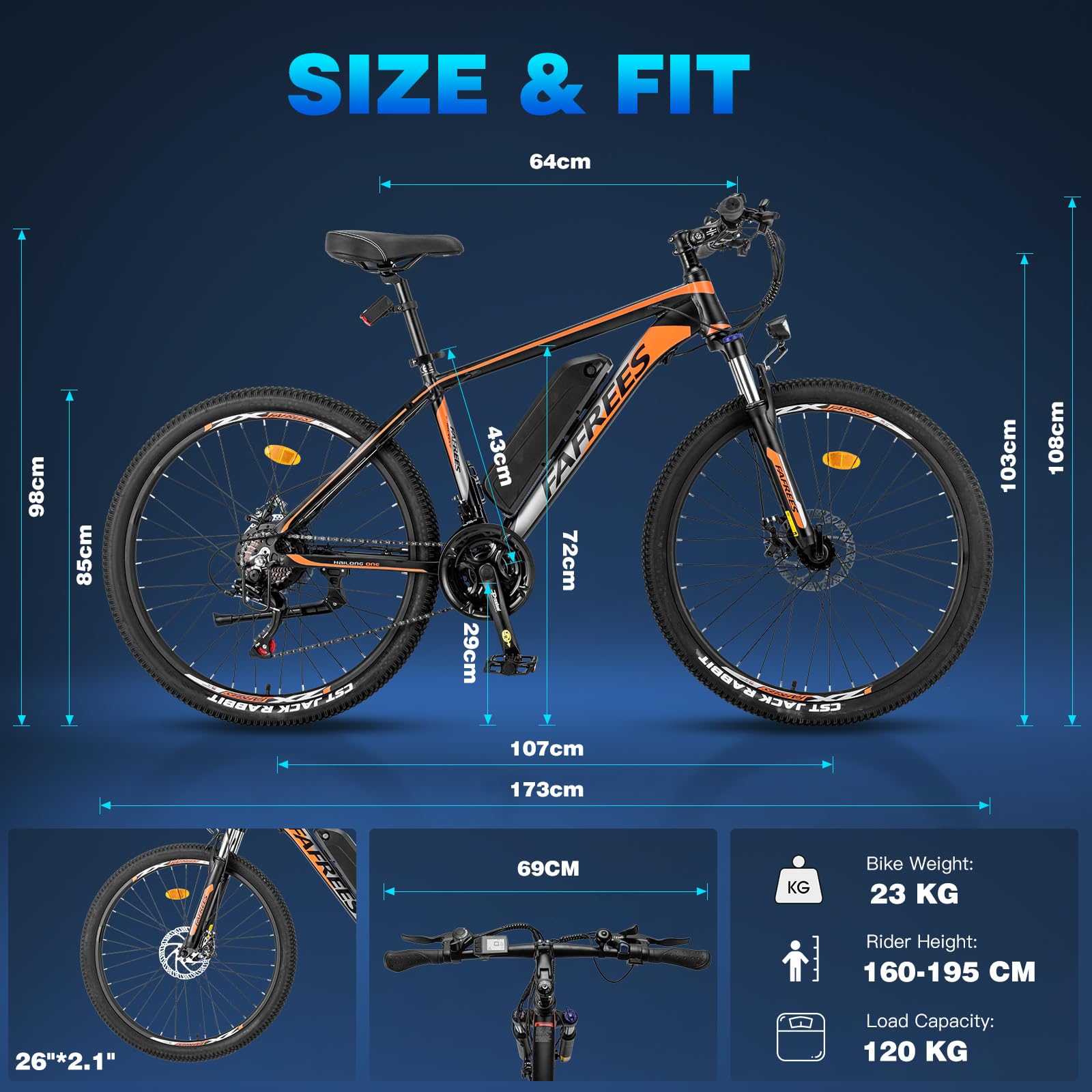 Fafrees 26" Electric Bikes for Adults, 468Wh Removable Battery, Pedal Assist Ebikes for Men Women, 250W Electric Bicycle for City, 25KM/H 21-Speed MTB, HAILONG ONE