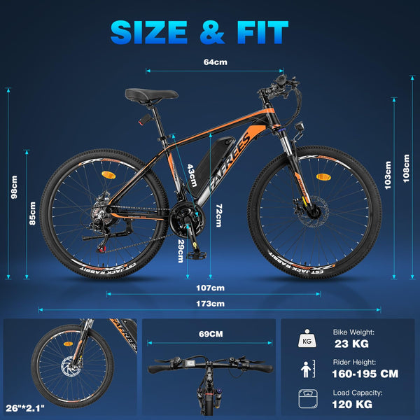 Fafrees 26" Electric Bikes for Adults, 468Wh Removable Battery, Pedal Assist Ebikes for Men Women, 250W Electric Bicycle for City, 25KM/H 21-Speed MTB, HAILONG ONE