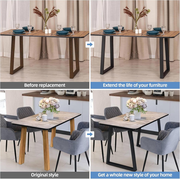 INMOZATA Table Legs Set of 2, Heavy Duty Industrial Trapezoid DIY Furniture Legs Coffee Table Legs with Screws for DIY Table Desk Breakfast Bar Stand Bench (W70cm X H90cm)