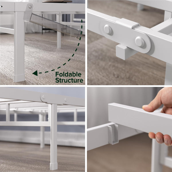 ZINUS Justin Double Bed frame - Bed 135x190 cm - 36cm Height - Metal bed frame with Underbed storage and steel slat support - Black