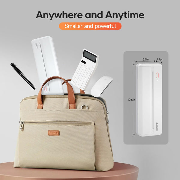 iDPRT Portable Printer -Mobile Thermal Printer for Travel, Inkless Technology for Vehicles, Office, Home, School, Bluetooth Connection Compatible with iOS, Android, Tablet & Laptop- White