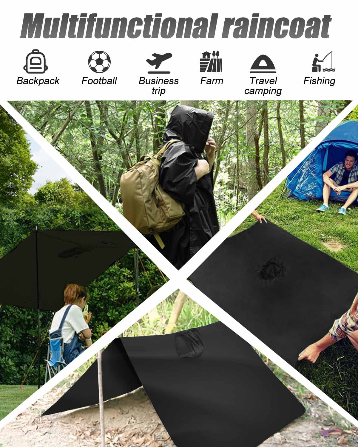 Victoper Waterproof Poncho Adult, Reusable Rain Poncho Adult Waterproof Poncho Waterproof Adult Lightweight Waterproof Raincoat for Outdoor Hiking Camping Cycling Traveling