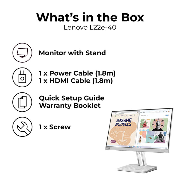 Lenovo L27i-4B 27 Inch PC Monitor | FHD, 1080p, 48-100Hz, IPS, 4ms, VGA and HDMI