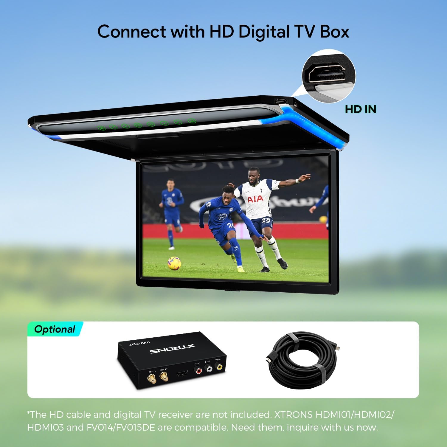 [New] XTRONS 17.3 Inch 16:9 Ultra-thin FHD Digital TFT Screen 1080P Video Car Overhead Player Roof Mounted Monitor Built-in HDMI/SD/USB/Infrared/FM Port