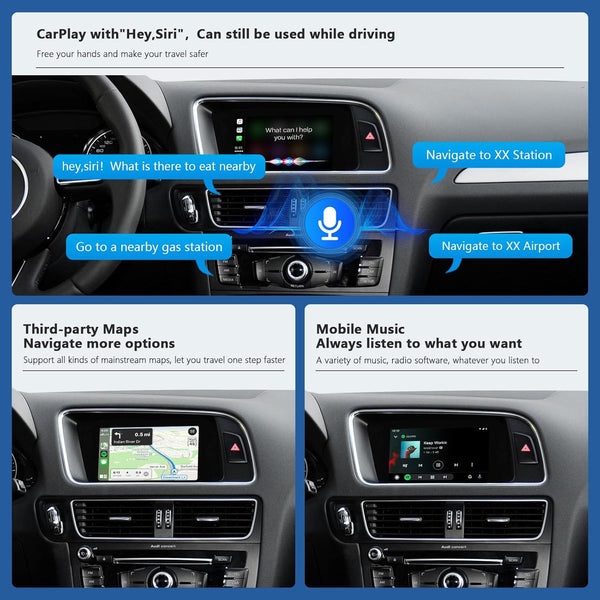 Road Top Wireless Carplay Android Auto Module Receiver Box for Audi S4 S5 A4 A5 (2009-2015 Year) for Q5 (2009-2017 Year) with 2GMMI, Carplay Retrofit Kit Decoder, Support Mirrorlink, Camera