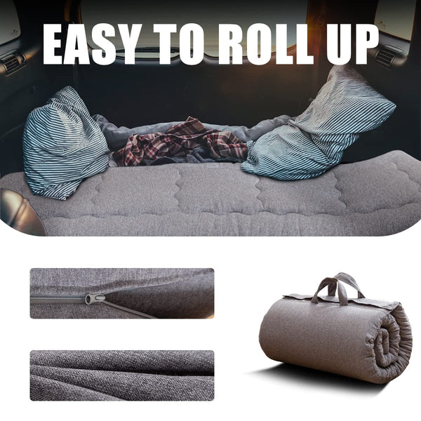 MAXYOYO Portable Foldable Futon Mattress, Hypoallergenic Fabric and High-Density Foam Mattress Pad with Handle and Zipper for Outdoor Indoor Camping