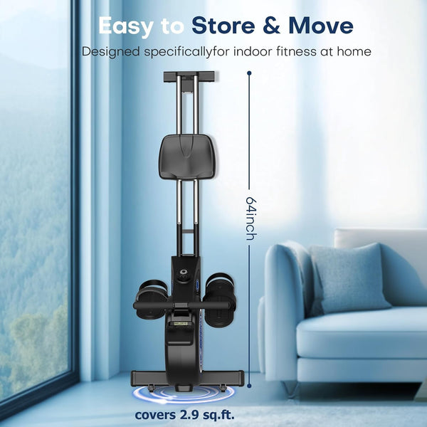 Rowing Machine for Home Gym, EvoSpark Magnetic Rowing Machines 350 LB Weight Capacity - Foldable Rower for Home Use with App Supported, Upgrade to Double Slide Rail