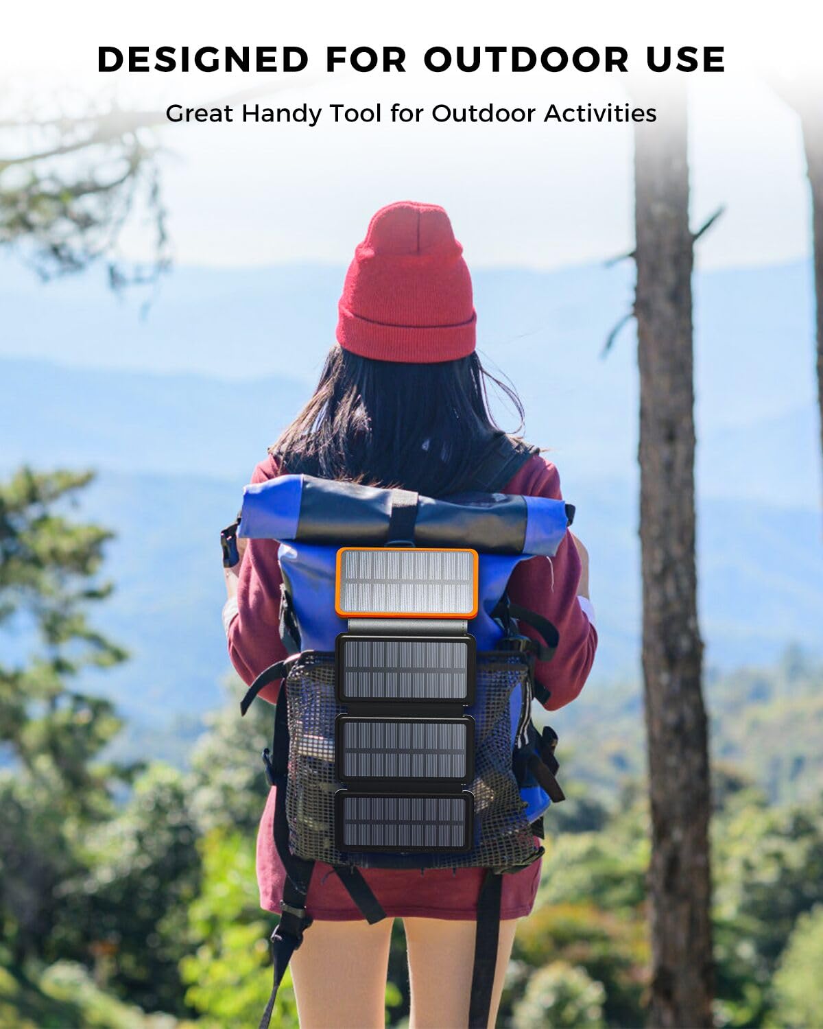 A ADDTOP Solar Charger Power Bank - 25000mAh Fast Charging Portable Charger with 4 Solar Panels Solar Cell Phone Charger External Battery Pack for Phone Tablet Orange