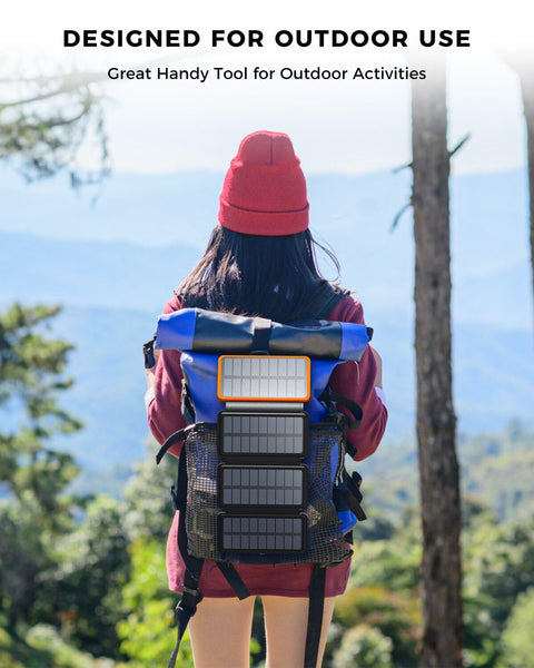 A ADDTOP Solar Charger Power Bank - 25000mAh Fast Charging Portable Charger with 4 Solar Panels Solar Cell Phone Charger External Battery Pack for Phone Tablet Orange
