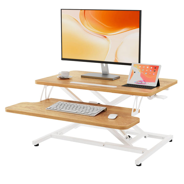ERGOMAKER Standing Desk Converter, 36"/91cm Wide Height Adjustable Quick Sit to Stand Up Desk Riser for Dual Monitor
