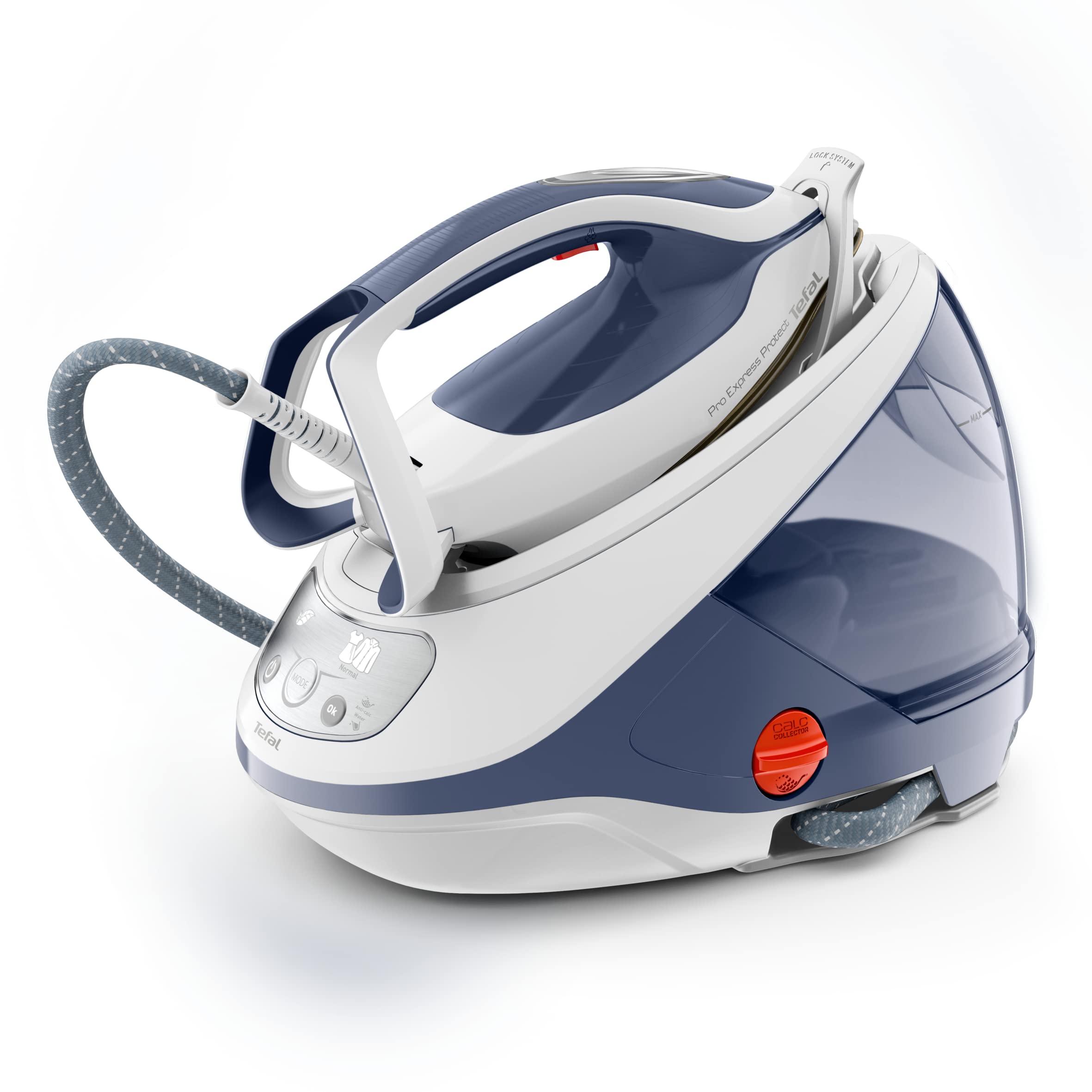 Tefal ProExpress Protect Steam Generator Iron, 7.5-Bar High Pressure, 560g/min Steam Boost, 135g/min Steam Output, No-Setting Technology, Anti-Drip Protection, 1.8 Litre, Blue & White,GV9224