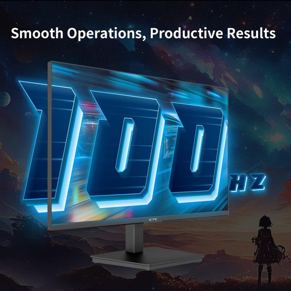 KTC Flat 32 Inch Monitor, QHD 1440P 2K@100Hz IPS Large Computer Monitor, Ultra Thin Bezels, Anti-Blue Light, HDR10, 103% sRGB, 86% DCI-P3, 350 Nits, 3ms MPRT, Adaptive Sync for Working and Gaming