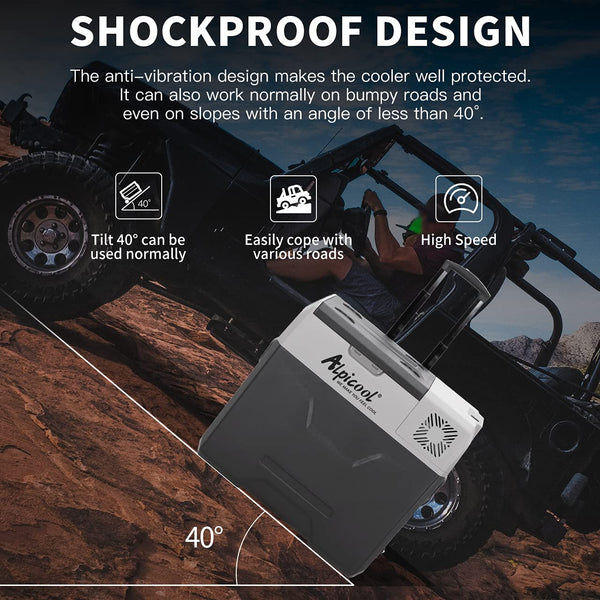 Alpicool CX50 50L Compressor Car Refrigerator, Portable Camping Fridge DC 12v Freezer for Truck, Campervan, RV, Boat, -20℃ to 20℃, with Telescopic Handle, USB Socket