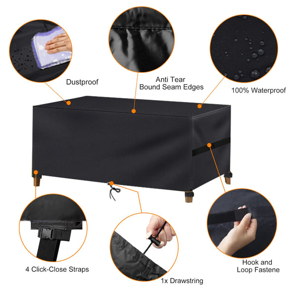 fireowl Garden Furniture Covers Waterproof - Rectangular Heavy Duty Outdoor Furniture Cover - 420D Anti Rip Rattan Garden Protection Cover for Chair