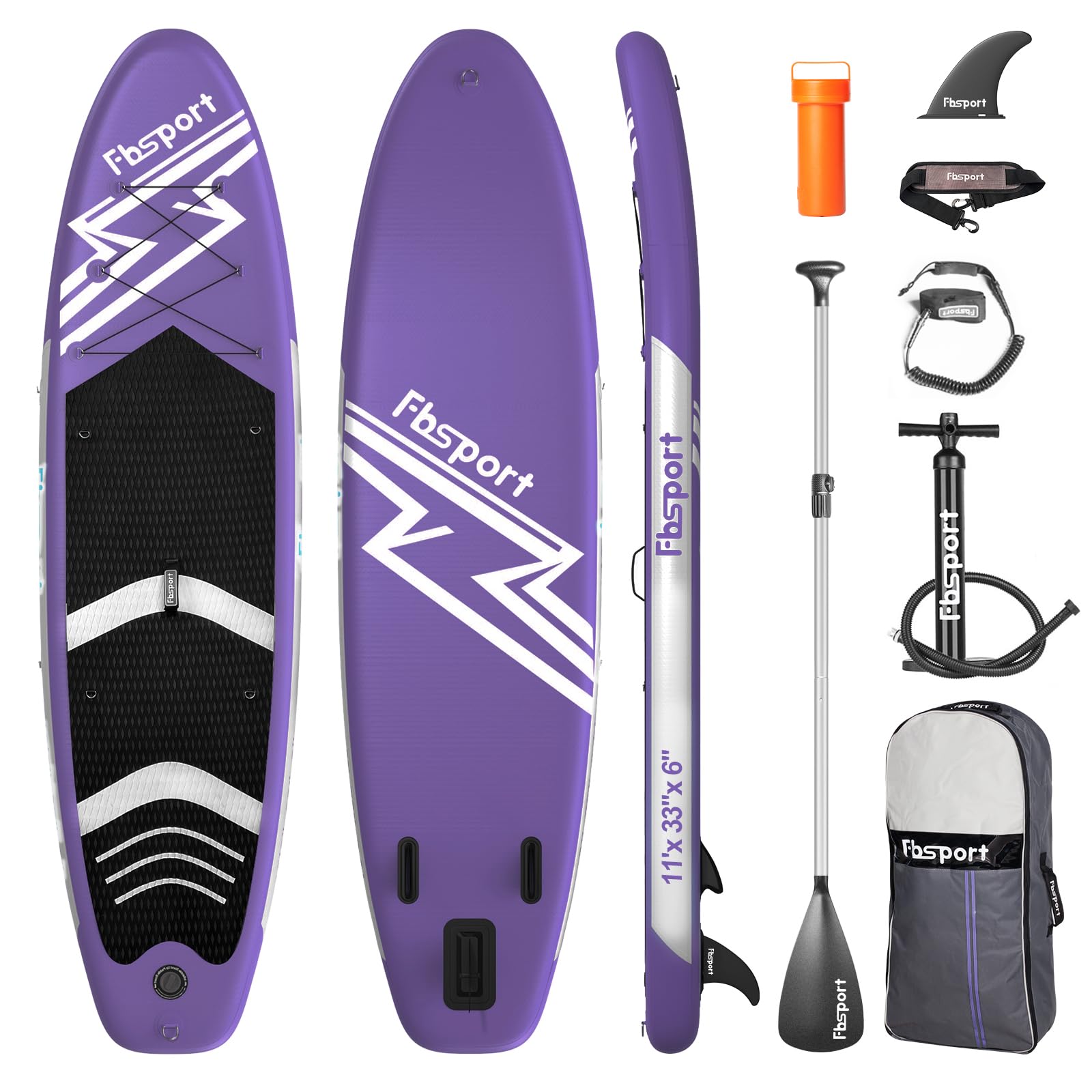 FBSPORT Inflatable Stand Up Paddle Boards,SUP Board,6" Thick Stand Up Paddle Boarding,Paddling Board for Youth & Adult,Surfboard,SUP with Adjustable Paddle/Backpack/Pump/Removable Fin