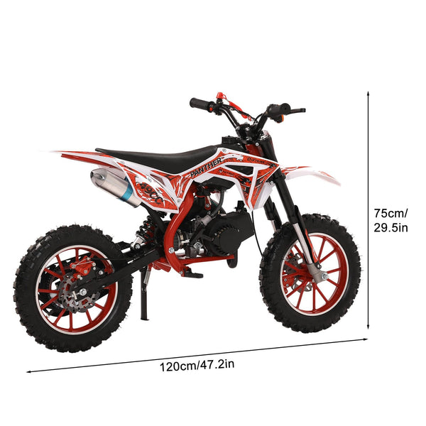 gihusrzx 50cc Dirt Bike for Adults & Kids, 2-Stroke Mini Bike Gas Powered Off Road Trail Motorcycles with Speeds up to 25 MPH, 330IBS Motorbike for Uphill and Off-Road Conditions for Youth Riders Red
